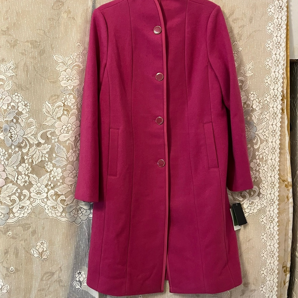 Kate Spade NWT Pink Trench Coat Medium 859 165/88A Valentines Wool